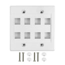 Wall Plate, 8-Port Keystone Double Gang - White