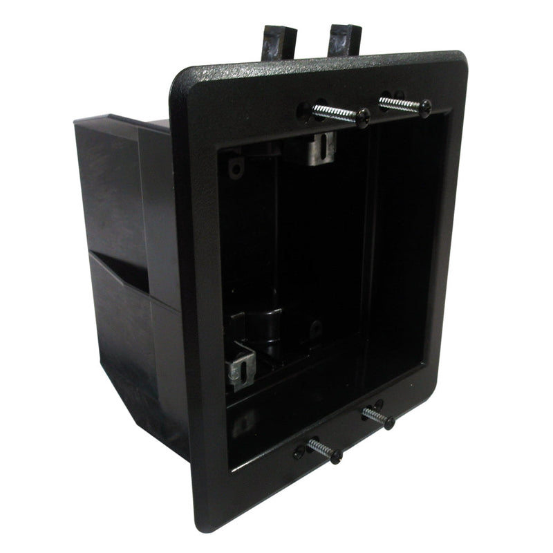 Recessed Box, Double Gang Enclosed Back for A/V or Power - Black