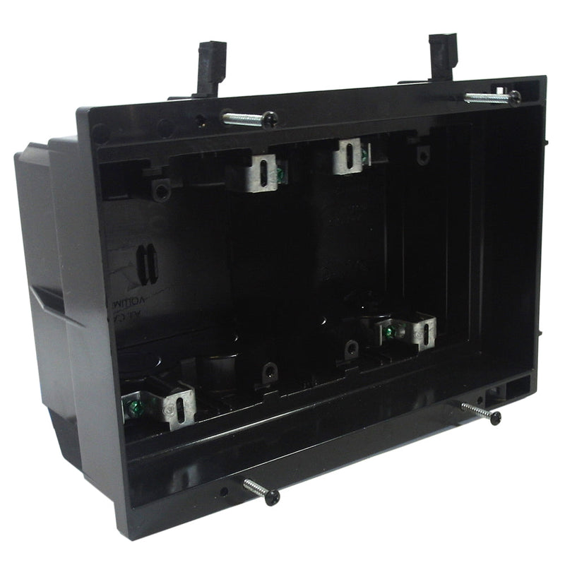 Recessed Box, Four Gang Enclosed Back for A/V or Power - Black