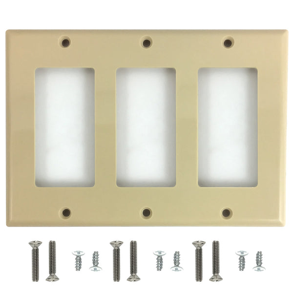 Decora Triple Gang Wall Plate - Ivory