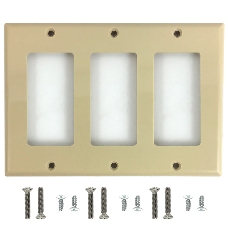 Decora Triple Gang Wall Plate - Ivory