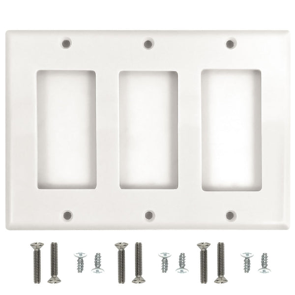 Decora Triple Gang Wall Plate - White