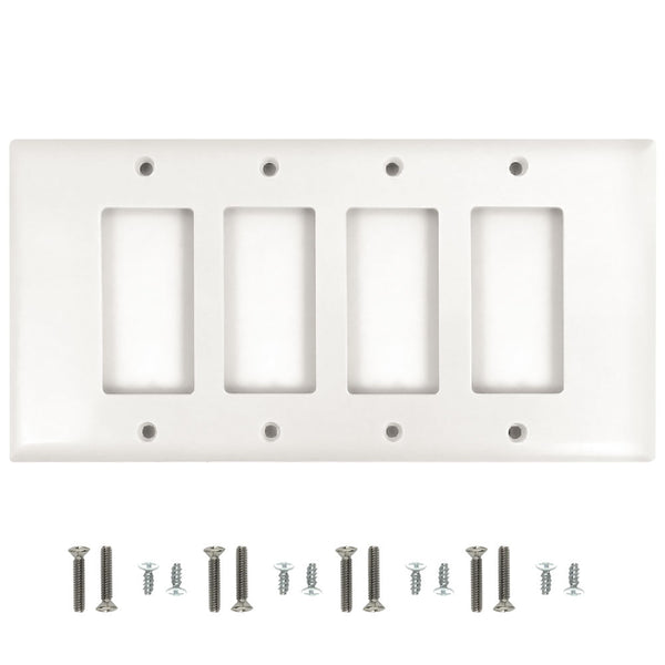 Decora Four Gang Wall Plate - White
