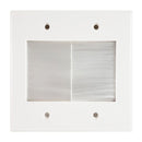 Cable Pass-through Wall Plate, Brush Style, Double Gang Decora - White