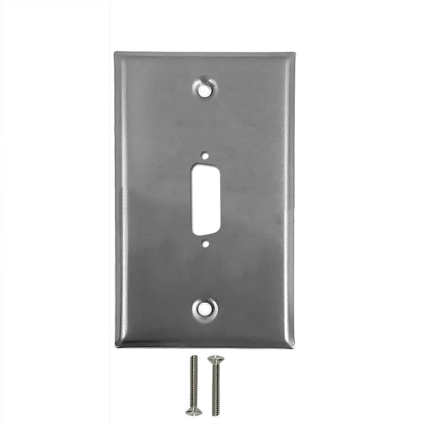 Single Gang, 1 x DVI Cutout Stainless Steel Wall plate