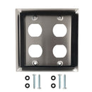 Double Gang Wall Plate - 4x Ethernet Bulkhead Hole - IP44 Rated - Stainless Steel