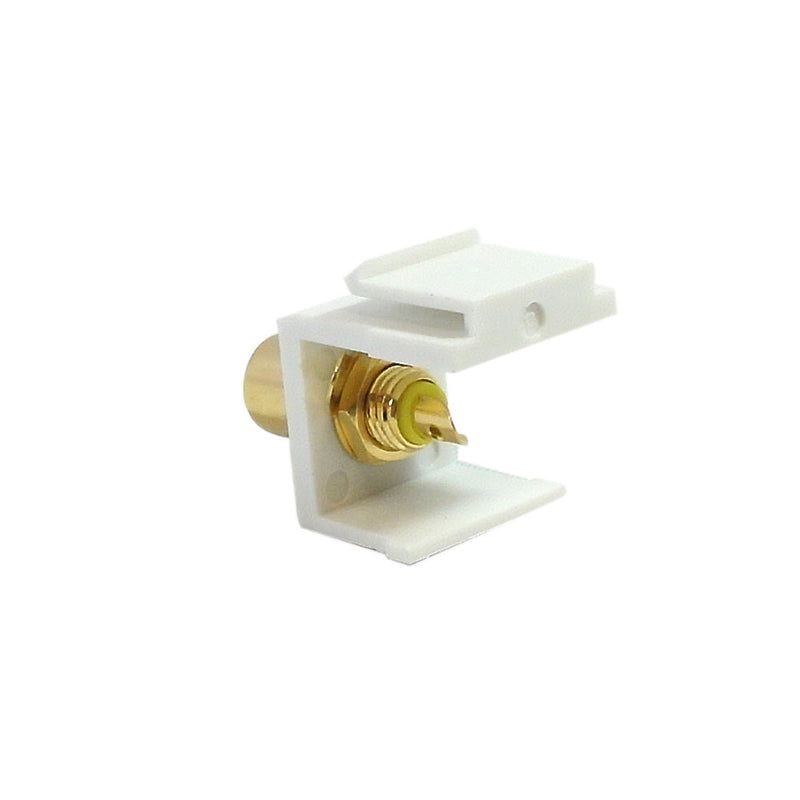 RCA Solder to Female Keystone Wall Plate Insert White, Gold Plated - Yellow