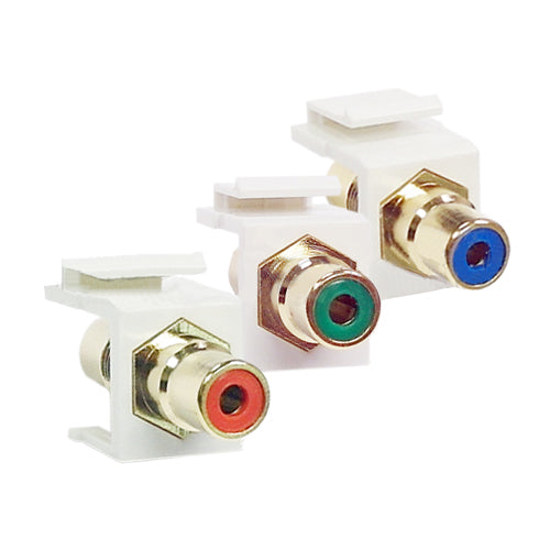 Component Keystone Wall Plate Insert (Red, Green & Blue Color Coded) Female/Female Coupler