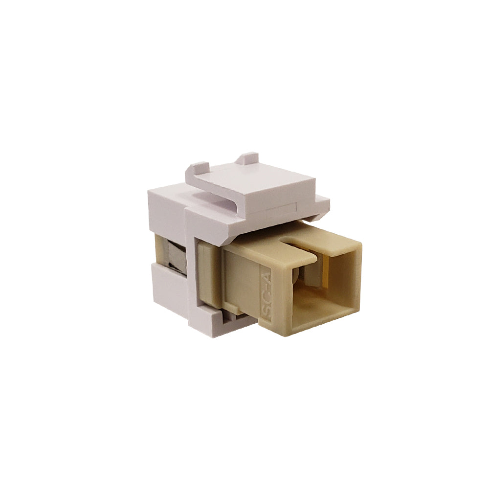 SC/SC Keystone Wall Plate Insert White - Multimode 62.5u Simplex - Beige
