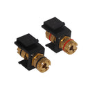 Banana Clip Female/Female Keystone wall plate Insert (Pair, Black/Red), Gold Plated - Black