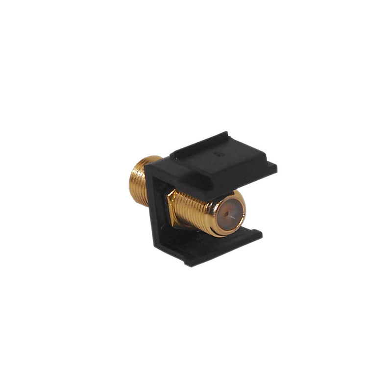 F-Type Female/Female Keystone Wall Plate Black, Gold Plated 1Ghz Insert