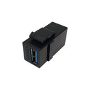 USB 3.0 A/A Keystone Wall Plate Insert - Black