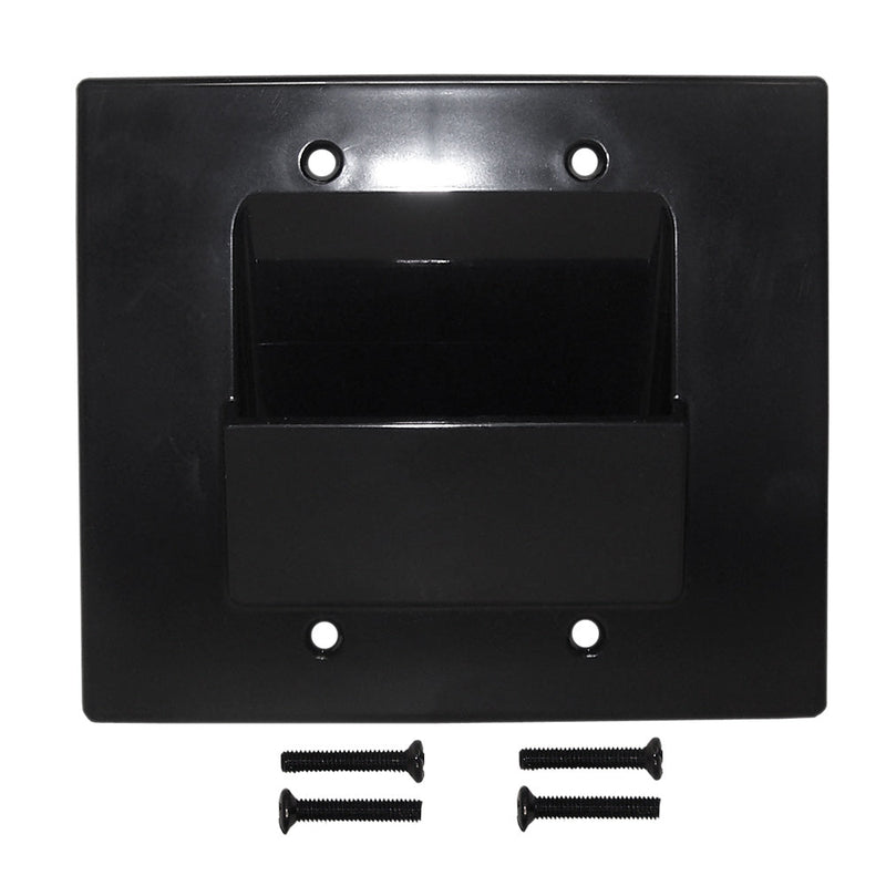 Cable Pass-through Wall Plate, Double Gang - Black