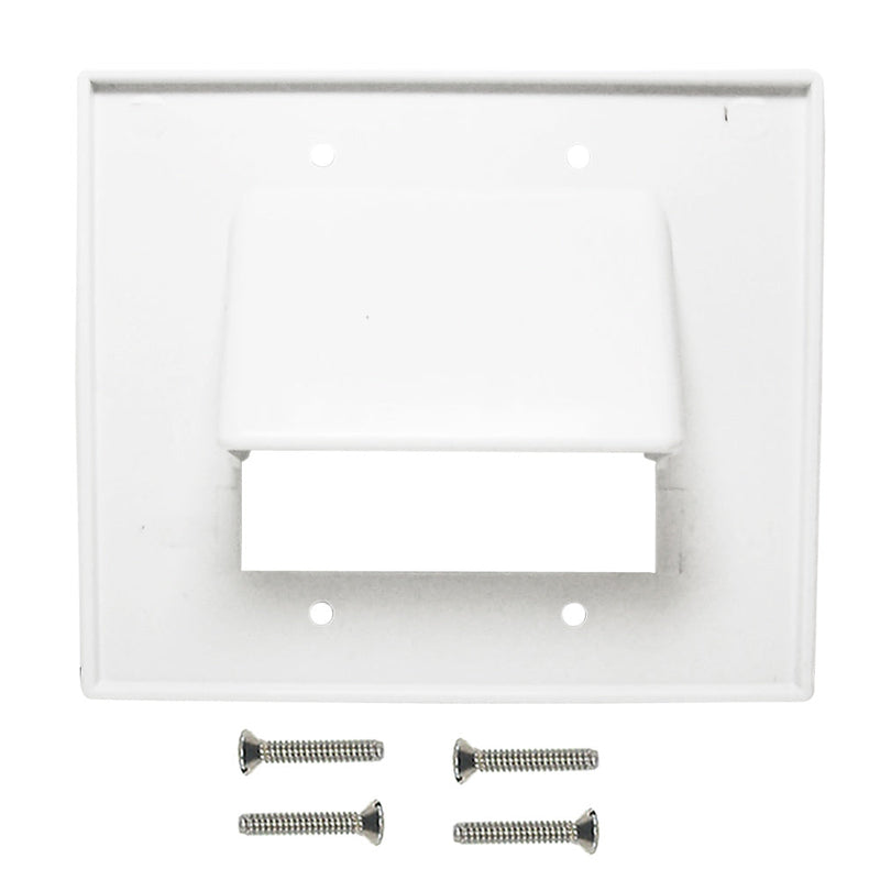 Cable Pass-through Wall Plate, Double Gang - White