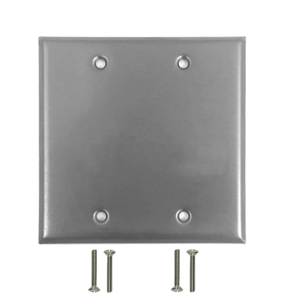 Double Gang Stainless Steel Wall Plate - Solid
