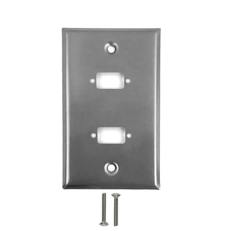 2-Port DB9 size cutout Stainless Steel Wall Plate