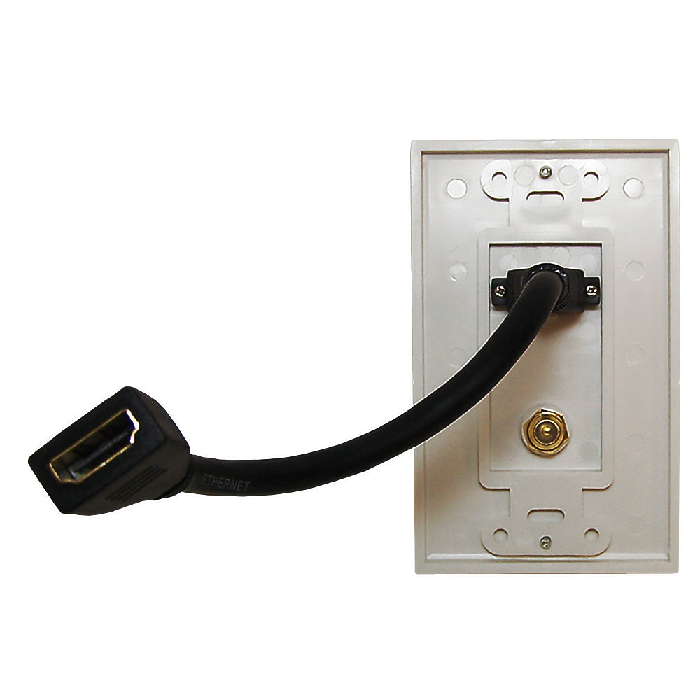 1-Port HDMI + 1-Port F-Type Wall Plate Kit Decora White