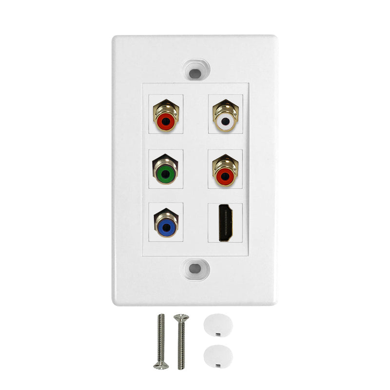 Component HDMI + Left/Right Audio Wall Plate Kit - White