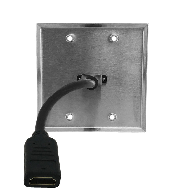 HDMI Double Gang Wall Plate Kit - Stainless Steel