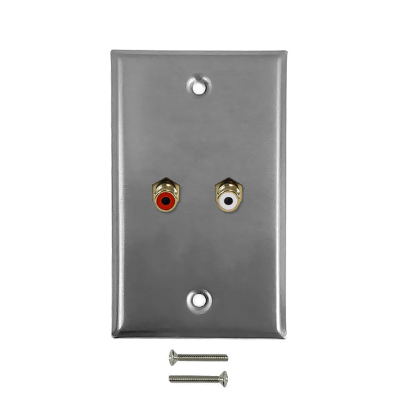 RCA Left/Right Audio Single Gang Wall Plate Kit - Stainless Steel