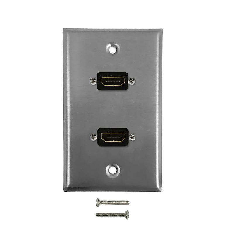 2-Port HDMI Wall Plate Kit - Stainless Steel