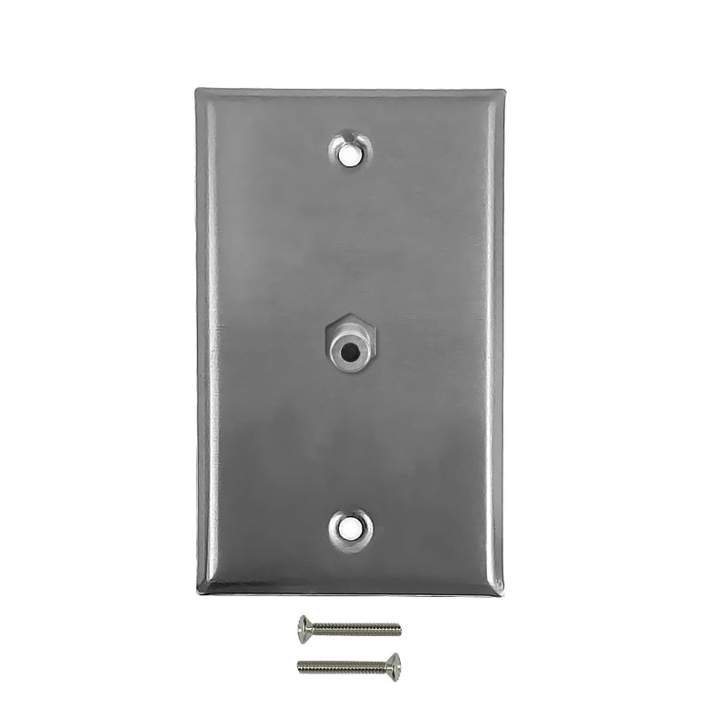 3.5mm Stereo Single Gang Wall Plate Kit - Stainless Steel