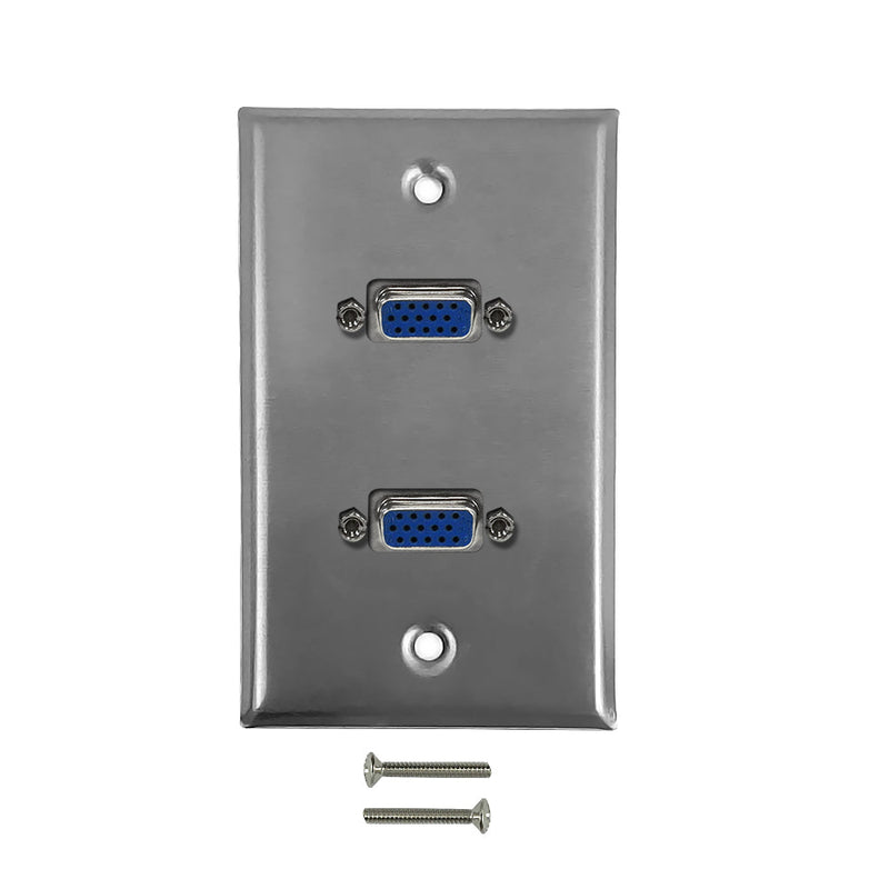 2-Port VGA Wall Plate Kit - Stainless Steel