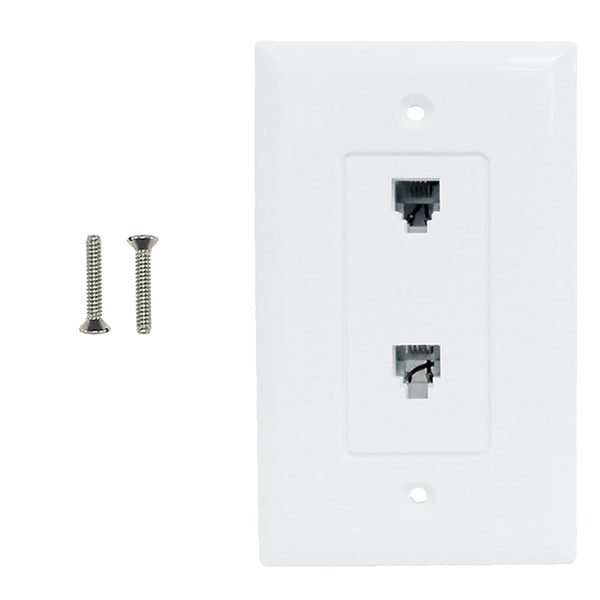 Single gang decora style 2x telephone wall plate 6P4C - White