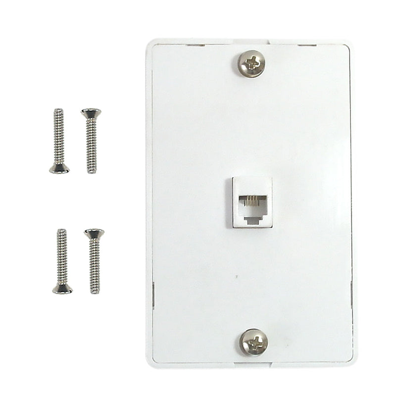1-Port Telephone Wall Plate with Hanging Hooks Screw Terminal - White