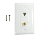 Single gang decora style 1x coax 1x telephone wall plate 6P4C - White