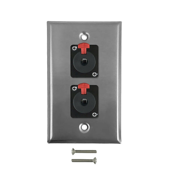 Single gang SS wall plate kit 2x TRS locking female