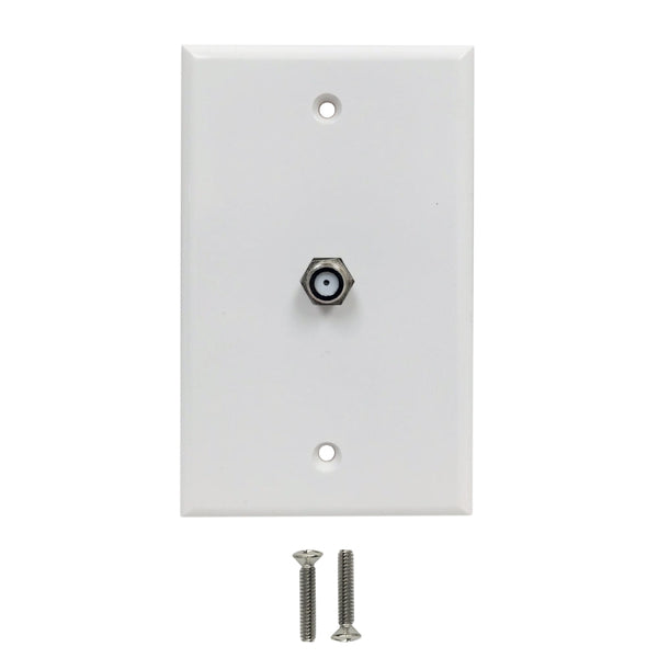 Single Gang Coax Wall Plate - White