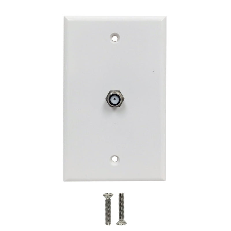 Single Gang Coax Wall Plate - White