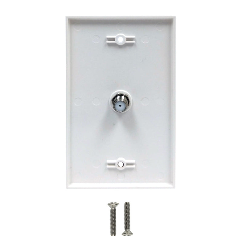 Single Gang Coax Wall Plate - White