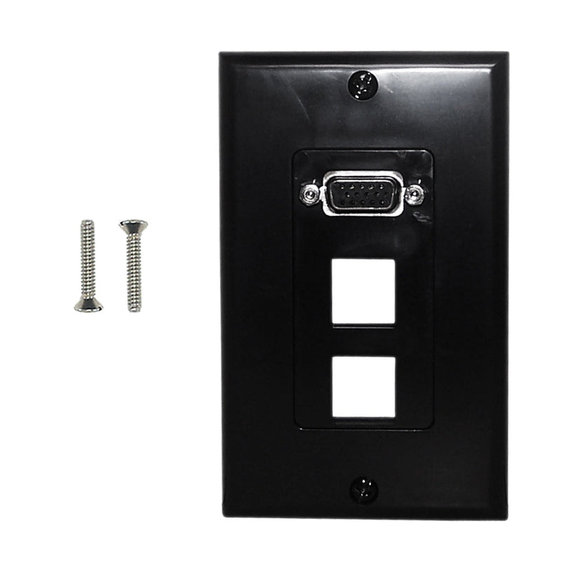 1-Port VGA Wall Plate Kit Decora Black with 2x Keystone Hole