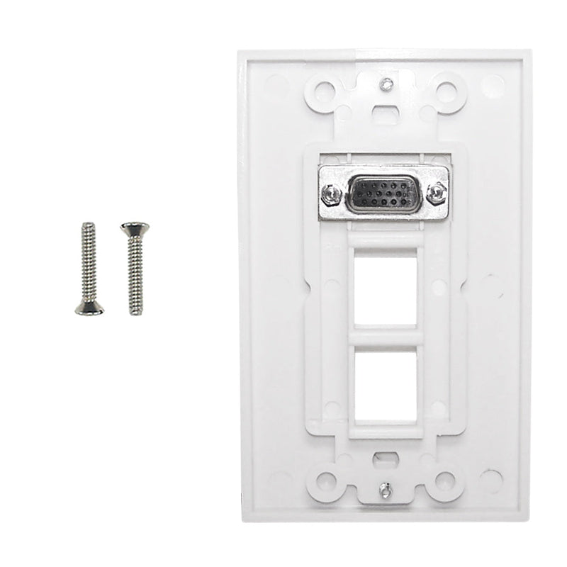 1-Port VGA Wall Plate Kit Decora White with 2x Keystone Hole