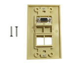 1-Port VGA Wall Plate Kit Decora Ivory (with 4x Keystone inserts)