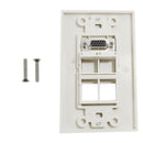 1-Port VGA Wall Plate Kit Decora White (with 4x Keystone inserts)