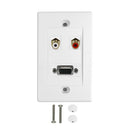 1-Port VGA + Left/Right Audio Wall Plate Kit - White