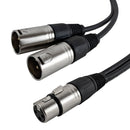 Premium Phantom Cables XLR Female to 2x XLR Male Balanced Splitter Cable