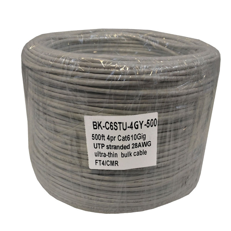 500ft 4 Pair CAT6A 10Gig UTP Stranded 28AWG Ultra-Thin Bulk Cable FT4