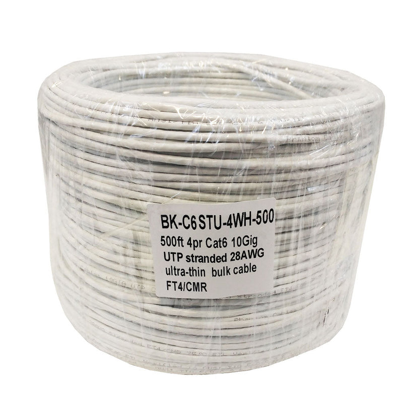 500ft 4 Pair CAT6A 10Gig UTP Stranded 28AWG Ultra-Thin Bulk Cable FT4