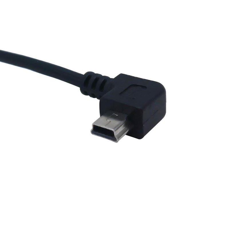 USB 2.0 A Straight Male to Mini-B 5-Pin Left Angle Cable - Black